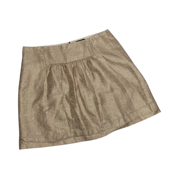 J Crew Womens Pleat Front Silk Blend A-Line Skirt Size 4 Gold Metallic - Picture 2 of 12